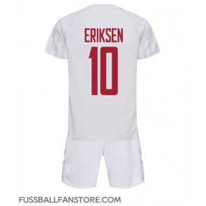 Dänemark Christian Eriksen #10 Replik Auswärtstrikot Kinder WM 2022 Kurzarm (+ Kurze Hosen)